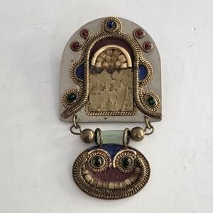 Unsigned Artisan Mixed Metal Material Brooch